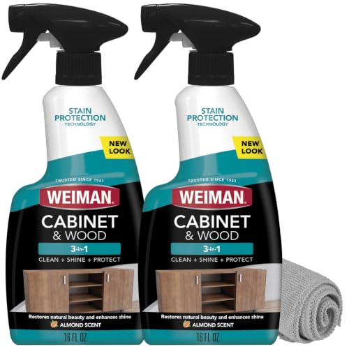 Weiman Cabinet and Wood Cleaner, Shine, Clean and Protect Spray - For Wood Cabinets, Furniture...