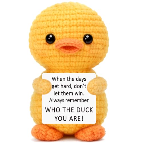 Eterfordista Back to School Gifts for Students - Mini Encouragement Gifts for College Friends Fall Decoration for Home Positive Handmade Crochet Duck Birthday Gift Ideas New Job Gift for Coworkers