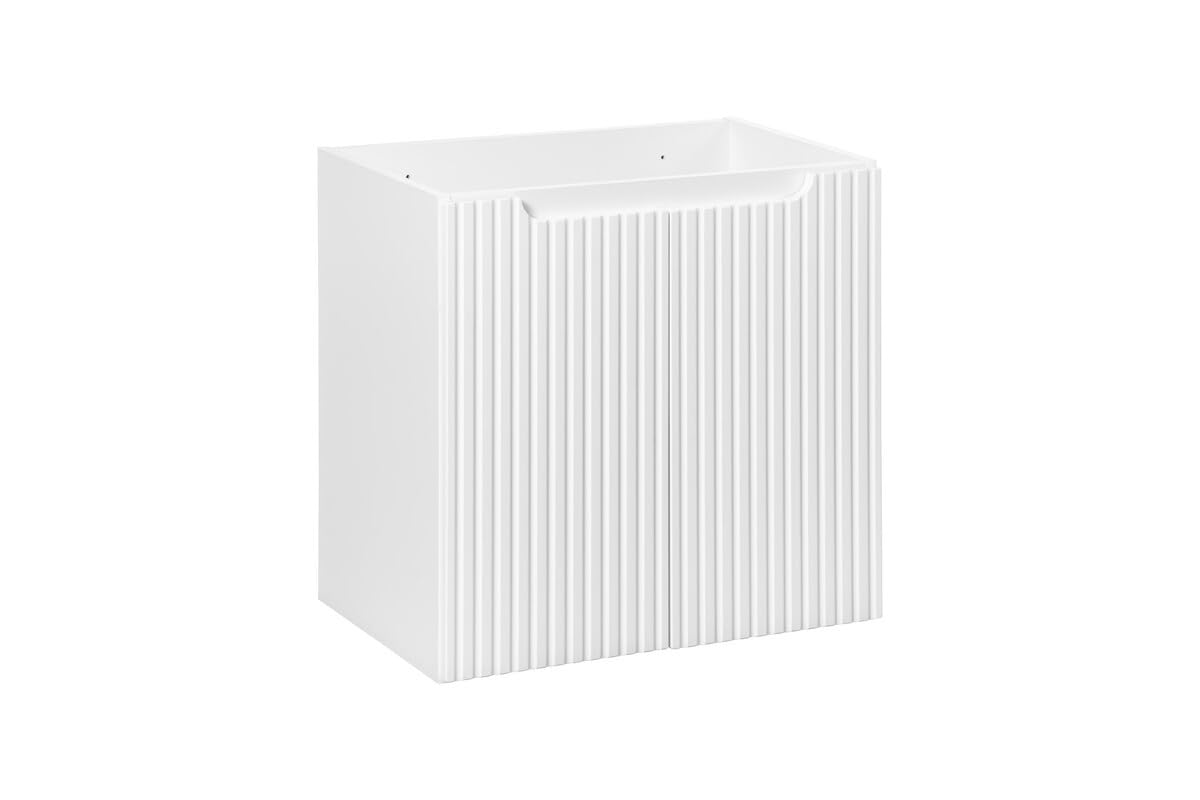 Deconation Ensemble Salle De Bain Meuble Double Vasques + Plateau Effet Chêne 140 Cm - A Portes + Tiroirs - Astral Blanc