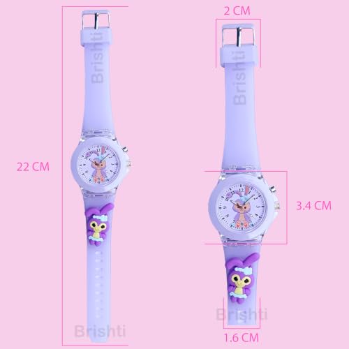 Image of Brishti 3D Cartoon Character Multicolored Glowing Digital Light and Girl's Analogue Wrist Watch | Unique 3D Cute Cartoon Character on Strap | Soft Silicone Strap | Suitable for Age 3-12 Year Kids
