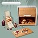 HOMEFULLY Bamboo Double Layer Bread Box for Kitchen Countertop, Roll Top Bread Box Wood, Extra Large for Kitchen Storage, Modern Bread Bin Wooden (White)