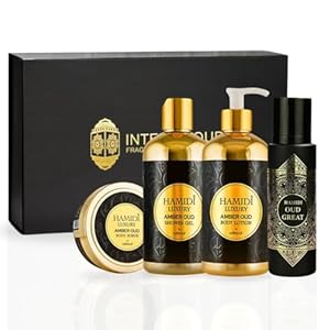 Hamidi 4PCS Luxury Oud Bath & Body Giftsets (16.9, Amber Oud Gift Set 2)