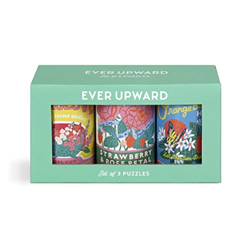Galison Ever Upward Set of 3 Puzzles in Tins from Galison - Three 100-Piece Puzzles, Includes Storage Tins, Featuring Artwork from Emily Taylor, Wonderful Gift Idea!