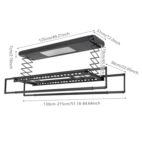 Séchoir à linge électrique SHZICMY avec télécommande et éclairage LED pour plafond 220V