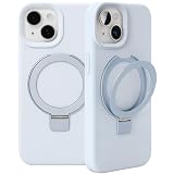 ZENIX DESIGN TECH iPhone14 用 ケース マグネット リング スタンド 背面収納 シリコン Magsafe対応 ZX-softhinge (ブルーグレイ)
