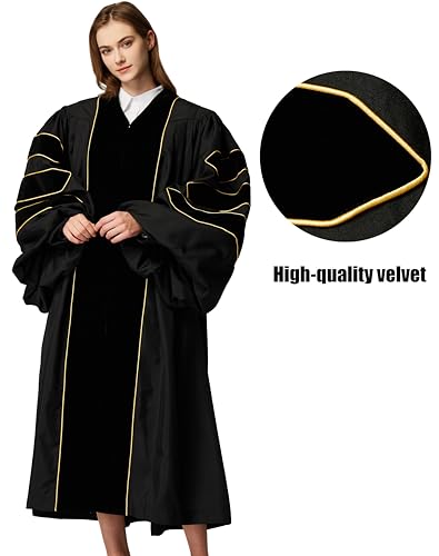 MyGradDay Unisex Deluxe Graduation Doctorate Robe with Gold Piping Available for Customization3