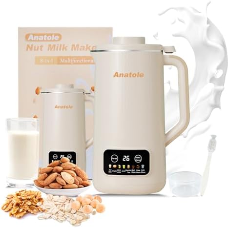 Nut Milk Maker 24oz 700ml Almond Milk Machine 8-In-1 Multifunctional Soy Oat Plant-Based Milk Blender Homemade Dairy-Free Juice Paste with 10 Stainless Steel Blades 12 Hours Timer Recipes
