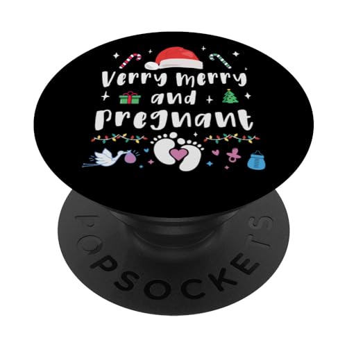 Christmas Pregnancy Mom to be Xmas baby is born at Christmas PopSockets Swappable PopGrip, Black