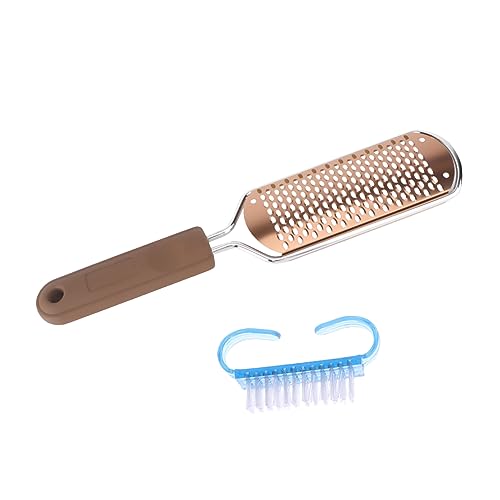 Vaguelly Herramienta De Cuidado De Pedicura De Acero Inoxidable Exfoliador De Pies Para Remover Piel Muerta y Callos Incluye Cepillo De Uñas Color Aleatorio