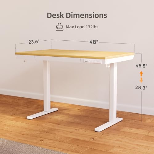 Image of Claiks Bamboo Standing Desk with Drawers & USB Ports 48x24