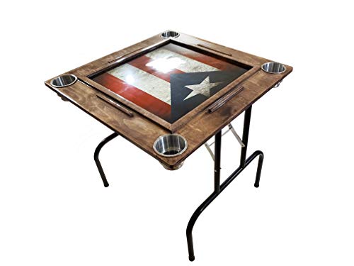 Domino Table with Puerto Rico Flag - Anti-scrash and Water-Resistant(Legs Included)