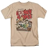 Looney Tunes Saturday Mornings Unisex Adult T-Shirt for Men and Women, Sand, X-Large
