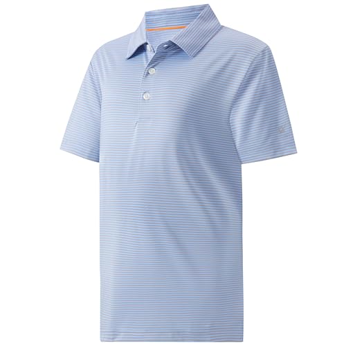 Image of Boys Polo Shirts Short Sleeve Striped Performance Moisture Wicking Dry Fit Golf Shirts for Boys Youth Kids