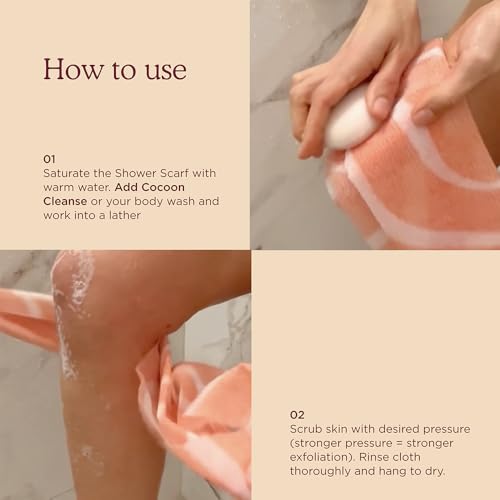 Image of HANNI Extra-Long Shower Scarf, Japanese-Inspired Exfoliating Body Scrubber, Loofah-Like Wash Cloth for Dead Skin Removal (Pack of 2)