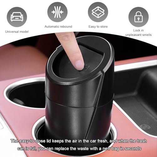 Image of Car Trash Can with Lid, Mini Car Garbage Bin Leakproof Cup Holder Trash Can, Multipurpose Organizer Door Pocket Trash Cup Fits Auto Home Office, Universal Garbage Can (White)
