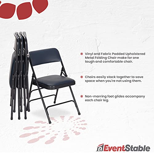 Eventstable Titan Series Folding Card Table And Black Vinyl Metal Folding Chair Set - 5 Pieces (Black Vinyl) #TOP5
