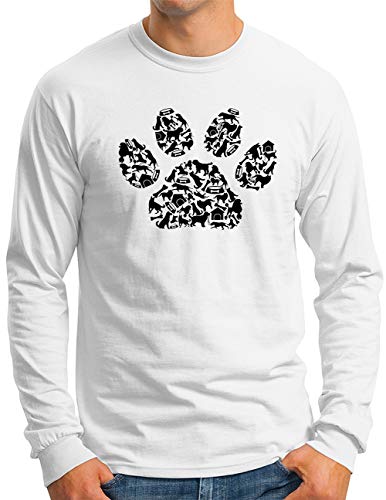 T-shirt col rond homme imprimé canin manches longues blanc OM3
