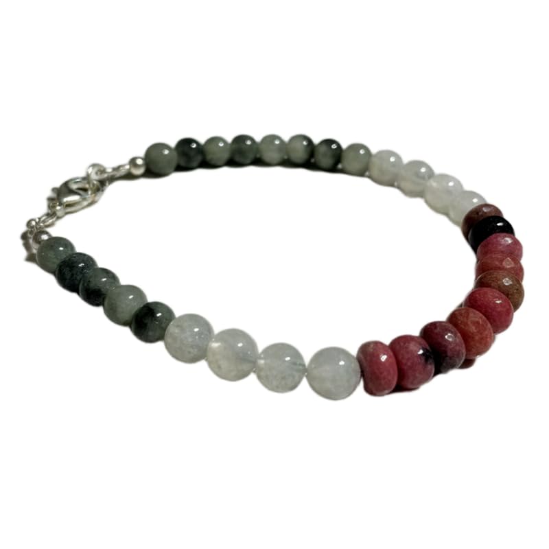 Bracelet pierres précieuses multicolores naturelles rondes 18cm LKBEADS
