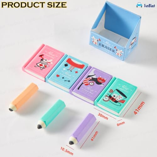 Image of FunBlast Mini Pencil and Book Shape Erasers Set For Kids - Multicolor, Rectangular, Rubber, Kawaii Eraser Set, Eraser, Multi-Color