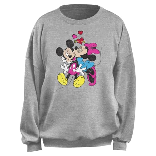 Disney Women's Mickey Minnie Love Fleece, Heather Grey, XS