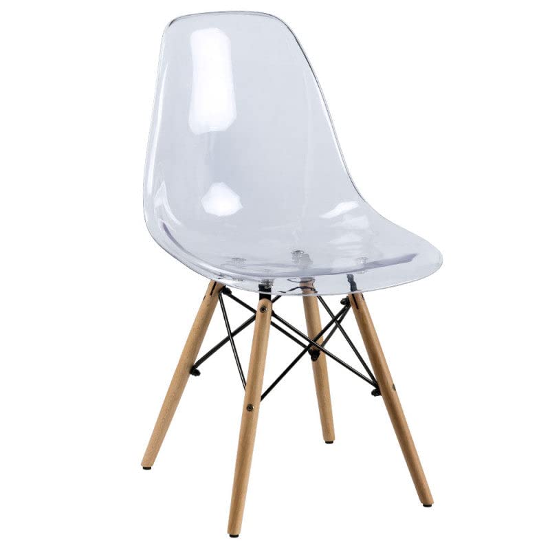 Briconess.com Chaise d'intérieur avec structure en bois et assise en polycarbonate transparent avec tirants en acier Happy Hour