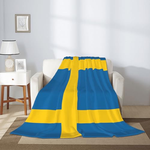 Couverture flanelle drapeau suédois chaude idée cadeau douce pour lit