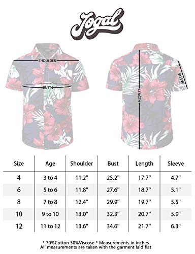 Jogal Big Boy's Floral Casual Button Down Short Sleeve Hawaiian Shirt 12 White #TOP5