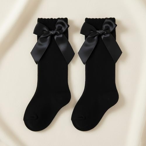 Image of SYGA Baby Long Socks Cotton, Over The Knee, No Tightness, High-Top, Bow Pattern