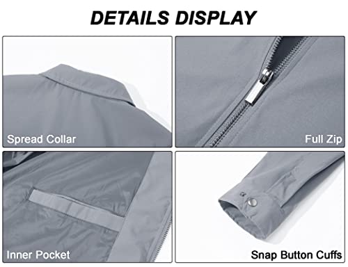 Magcomsen Mens Business Jackets Lightweight Lapel Jacket Light Sport Coat Spring Fall Coats Casual Athletic Jacket Windbreaker Light Grey,L #TOP6