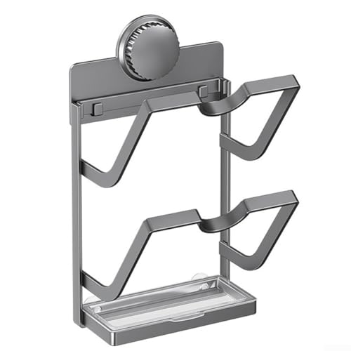Effective Wall Mount Pot Lid Holder with Drain Tray for Streamlined Kitchen Organization (grey S)