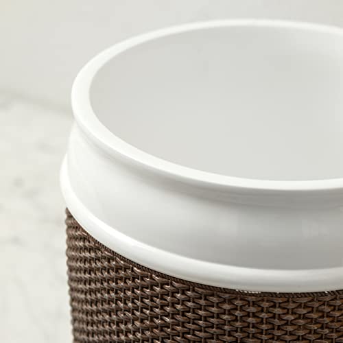 Image of Bathroom Wastebasket - Resin Decorative Trash Can (Brown and White)