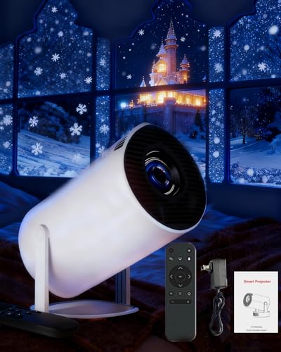 Image of Mini Portable Projector, Home Projector Turn Room into a Fake Window, 4K Smart Mini Projector Built-In Apps, WiFi & Bluetooth,180° Rotation, Auto Keystone, 1080P Portable Projector for Room
