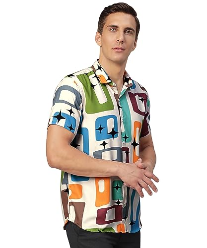 Image of Venisa Men's Cotton Blended Printed Casual Shirt