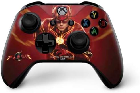 Skinit Calcomanía para juegos compatible con el controlador Xbox One X, con licencia oficial de Warner Bros, The Flash Movie The Fastest Man Alive