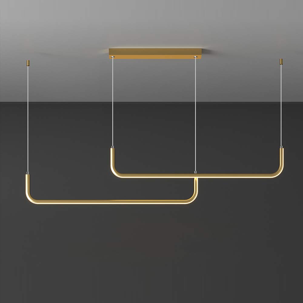 Prosta linia lampa wisząca LED, nowoczesna, ściemniana, idealna na wyspę kuchenną, stół jadalny, biuro, kuchnię, restaurację, salon, przestrzeń roboczą, czarna, L150CM 42W
