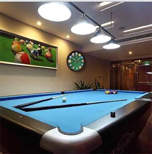 OSTAR Big Large Billiard Pool Ball Wall Clock, Battery Operated, Cue Hand, Non Ticking Quality Quartz, 14" Snooker Game