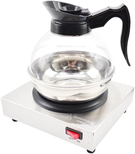 Commercial Coffee Decanter Warm Plate (Single Plate), Stainless Steel Structure with Non-Stick Aluminum Plate Shaped for Standard Decanter, Ideal for Cafe, Break Room, Buffet, Event and Commercial Use