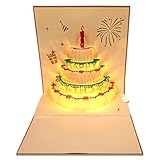 Vresqi Recordable 3D Pop-Up Birthday Card with Lights, Reusable DIY Gift for Women, Men, Moms, Dads