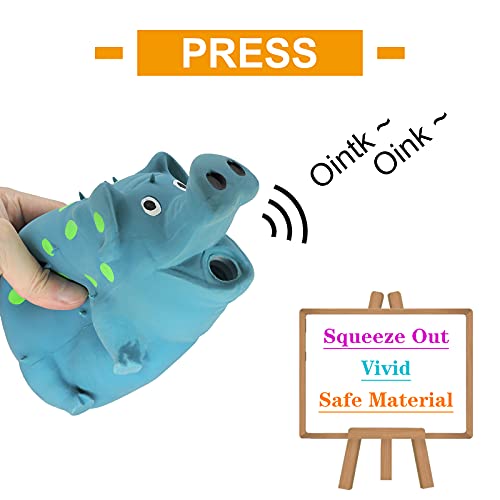 Andiker Dog Squeaky Toy, Dots Latex Dog Chew Toys With A Oinks Sound Squeaker Grunting Pig Dog Toy Durable Self Play 8" Dog Squeeze Toy For Dental Biting Chasing To Kill Boring Time (Blue) #TOP1