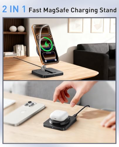 Image of Magnetic Wireless Charger, [2 Pack] 15W Foldable Fast Charging Stand