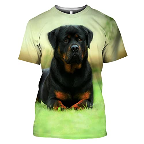 T-shirt Rottweiler pour homme à motif 3D idéal pour les balades