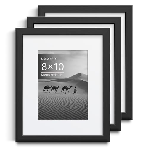 Image of Premium Set of 3 (8x10inch) Photo Frame for Wall - For Wall Decor and Home Decor | Fits Photo 5x7 inch with Mat or 8x10 inch Without | Black