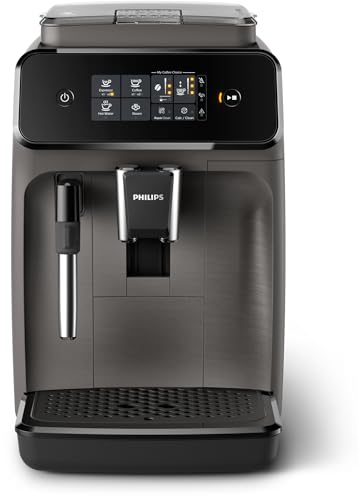 Philips EP1224/00 Expresso Broyeur Automatique - Série 1200, Écran Tactile, Menu My Coffee Choice, Broyeur Céramique, Mousseur à Lait, 15 Bars, Détartrage Auto