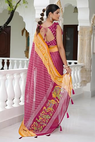 Image of MIRCHI FASHION Saree for Woman | Chiffon Floral Printed Breathable Occasional Sari with Blouse