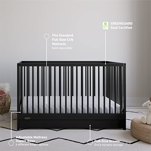 Graco-Teddi-5-in-1-Convertible-Crib-with-Drawer-Black–GREENGUARD-Gold-Certified-Crib-with-Drawer-Combo-Full-Size-Nursery-Storage-Drawer-Converts-to-Toddler-Bed-Daybed-and-Full-Size-Bed Graco Teddi 5 in 1 Convertible Crib with Drawer Black–GREENGUARD Gold Certified Crib with Drawer Combo Full Size Nursery Storage Drawer Converts to Toddler Bed Daybed and Full Size Bed