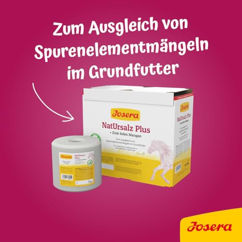 JOSERA Natursalz Plus (4 x 5 kg) | hohe Ausstattung an Zink, Selen und Mangan | Mineralfuttermittel für Pferde