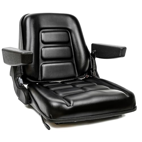Image of Universal Forklift Seat with Adjustable Back,Armrest,Micro Switch and Slide for Tractor,Excavator Skid Loader Backhoe Dozer Telehandler