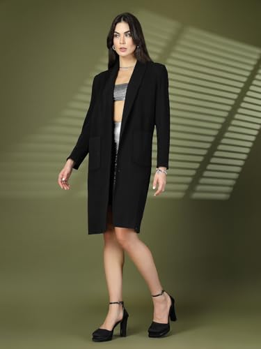 Image of CHKOKKO Women Elegant Winter Wear Warm Coat Classic Knee Length | Solid Color Design with Convenient Front Pockets | Ideal for Formal and Semi-Formal Occasions