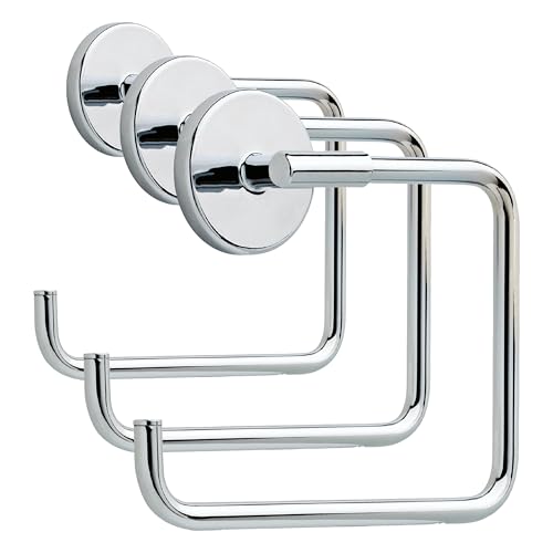 Image of Delta Hand Towel Holder | Square Polished Chrome Ring for Hanging Towels in Kitchen, Bathroom | Trinsic Accessories,2 x 6.41 x 2 Inches (Pack of 3)