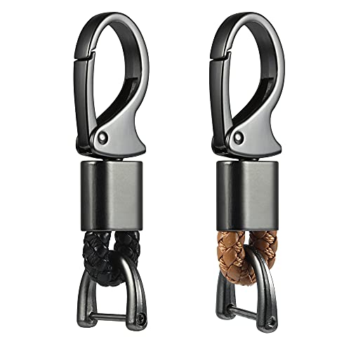 Image of Car Keychain Accessories Leather Holder Keyfob Sturdy Metal Carabiner Key Chains for Women and Men